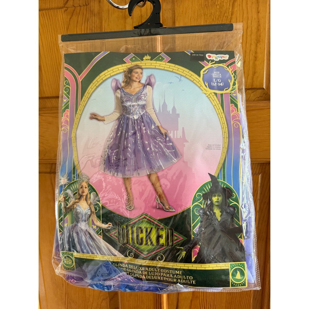 Disguise Wicked Glinda Deluxe Adult Costume Purple Dress Size Large 12-14 NEW
